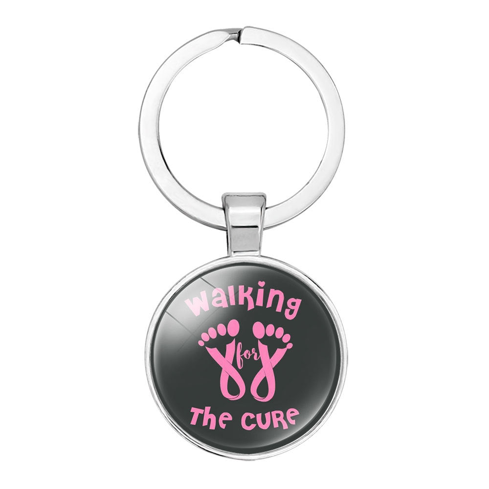 Wholesale Glass Caring Breast Cancer Alloy Creative Keychain
